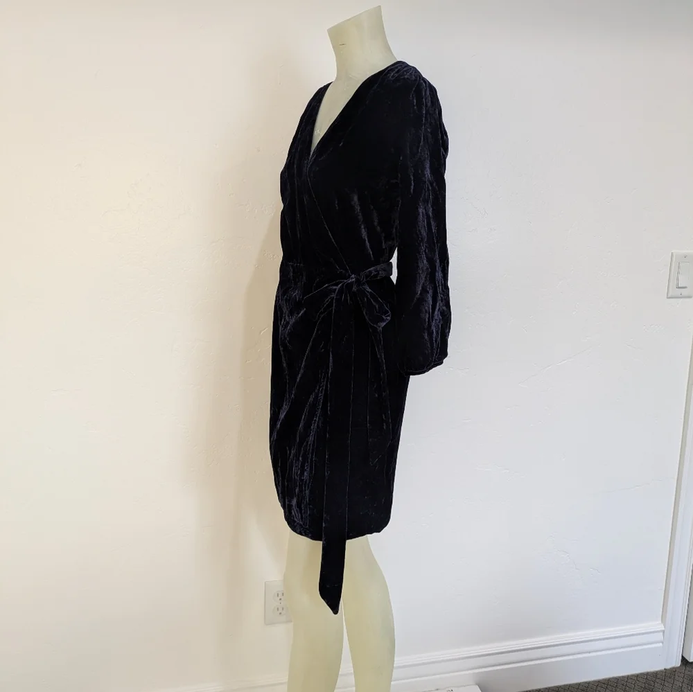 J. Crew Navy Velvet Wrap Dress